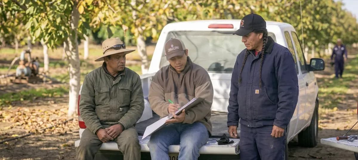 Contractor managing crew operations in the field